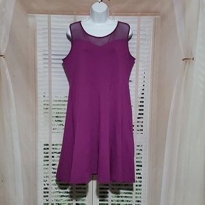Purple skater dress with sheer mesh